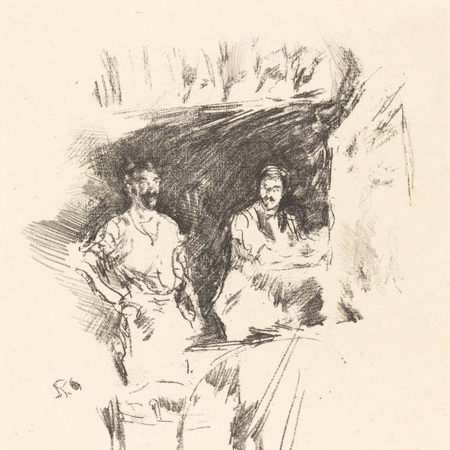 两个男人素描装饰画