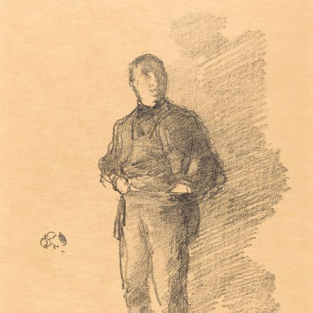 仰头的男人素描装饰画