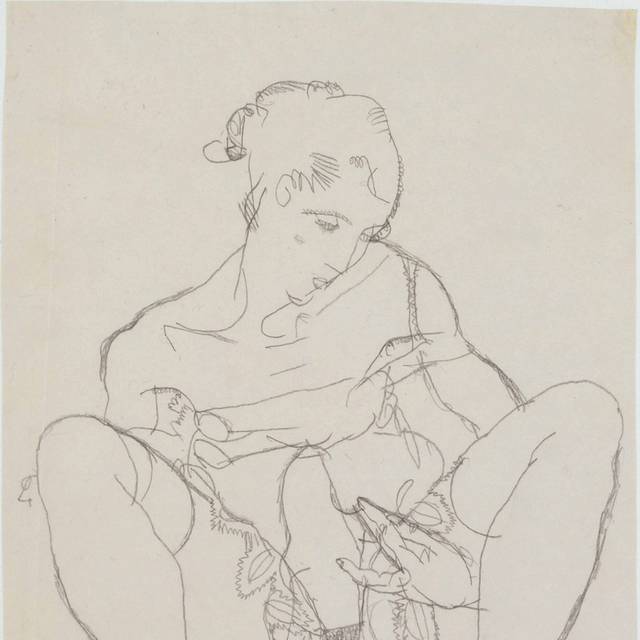 坐着的女性抽象画