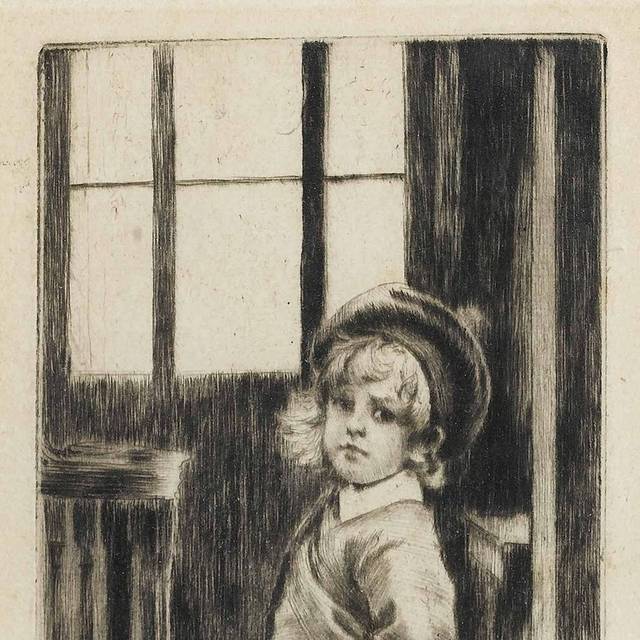 小男孩素描装饰画