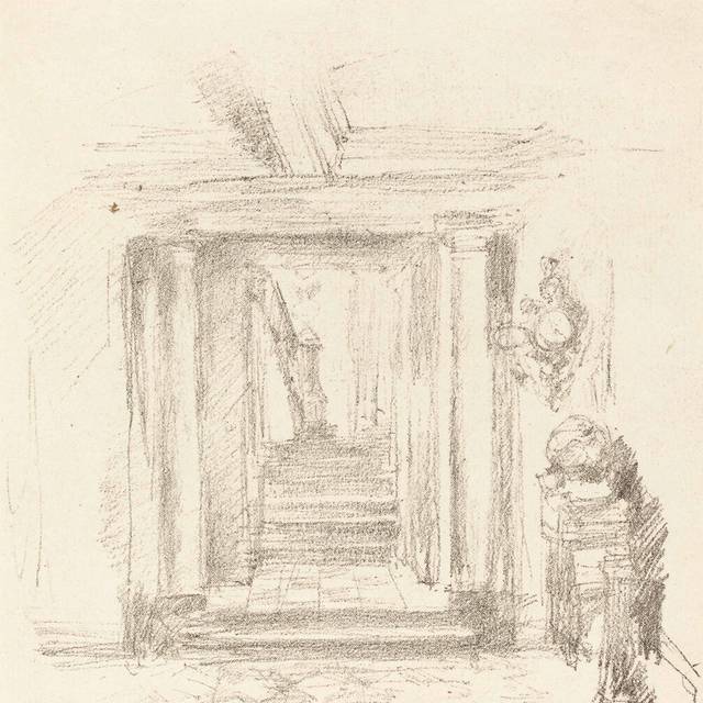 走廊素描装饰画