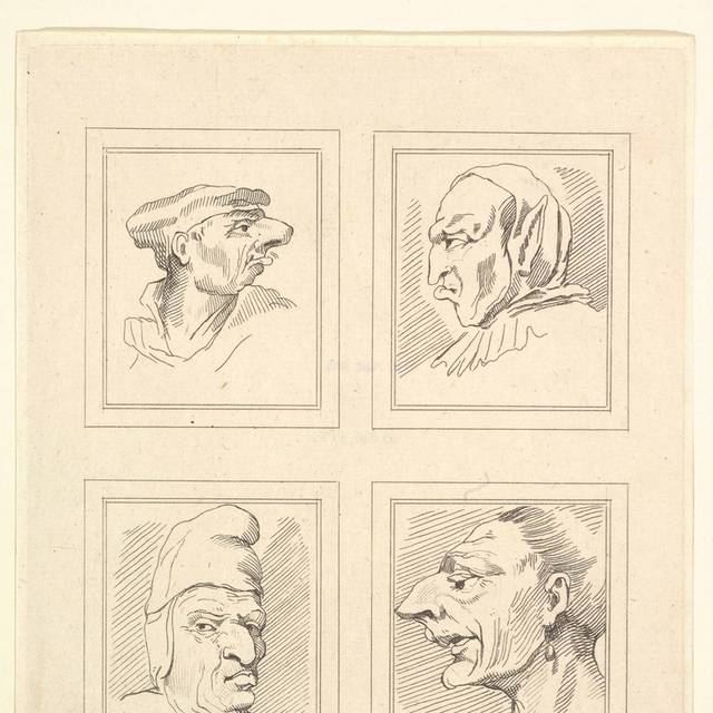 四个人物肖像素描装饰画