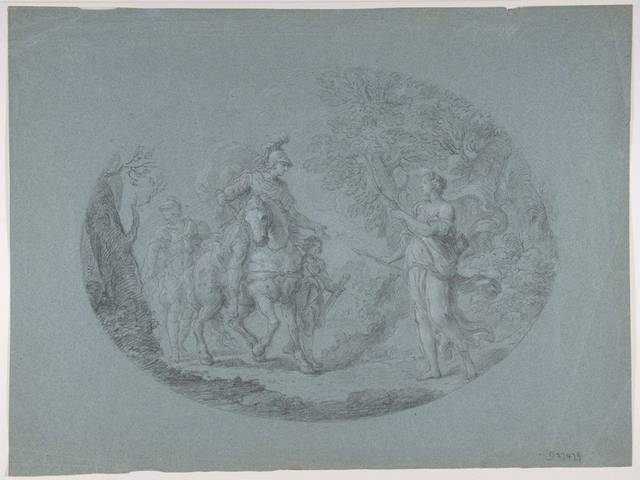 维纳斯伪装成女猎人出现在埃涅阿斯素描画