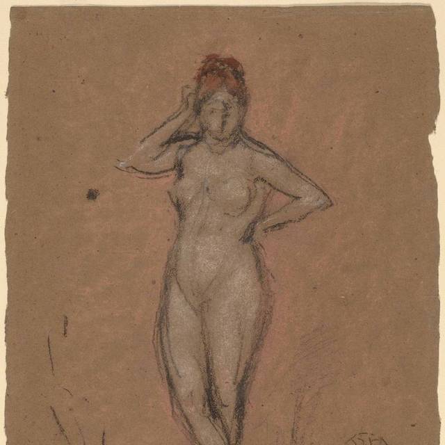 站着的裸体女子素描装饰画