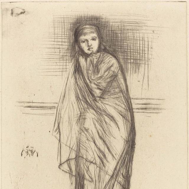 穿袍子的女孩素描装饰画