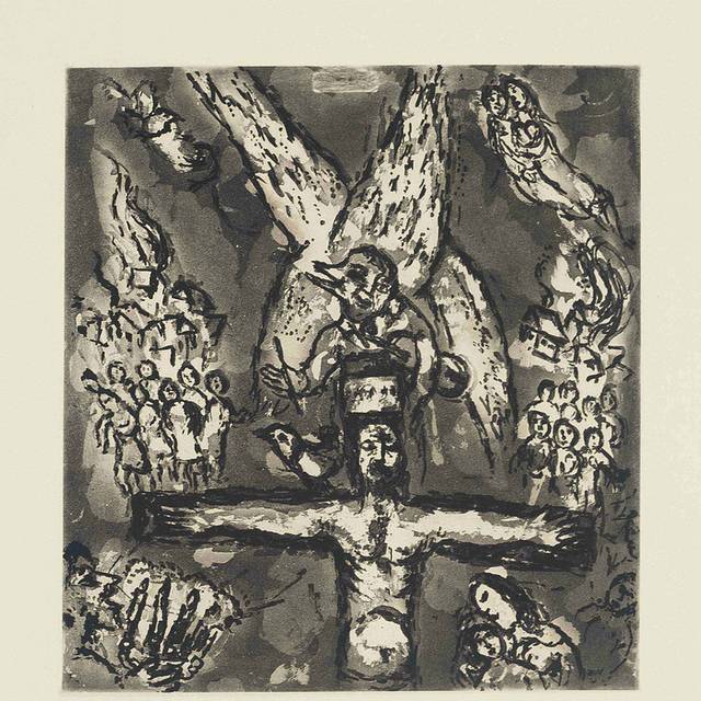 十字架上的受难者抽象画