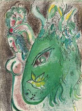 羊和小鸟抽象画_图品汇
