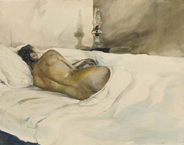 躺在床上的半裸女人装饰画