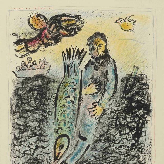 鱼和老人抽象画
