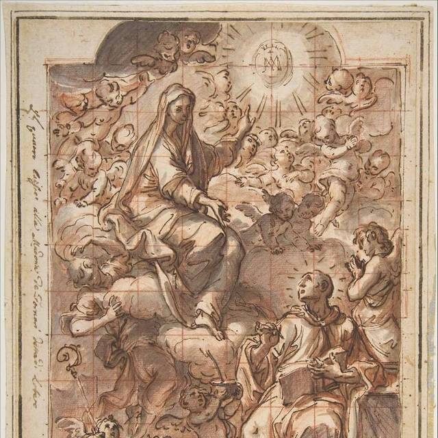 圣母玛利亚素描装饰画
