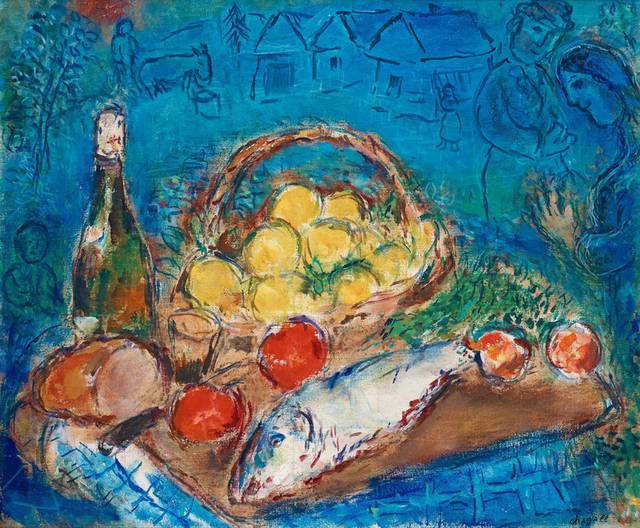水果和鱼抽象画