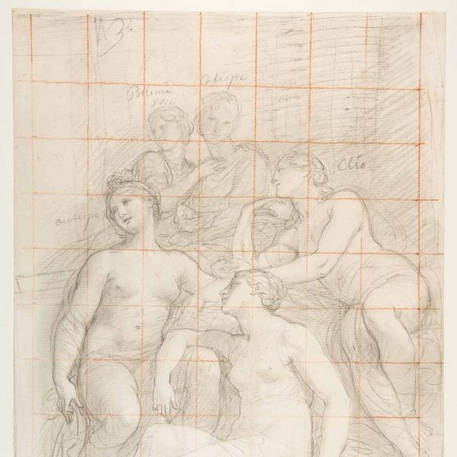 五个裸体女子素描装饰画