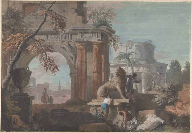 罗马废墟素描装饰画