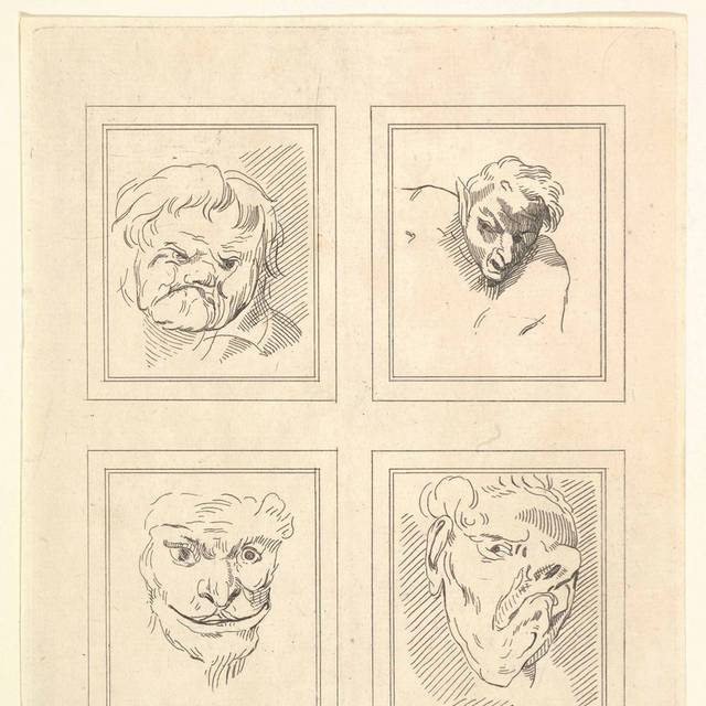 四张人脸素描装饰画