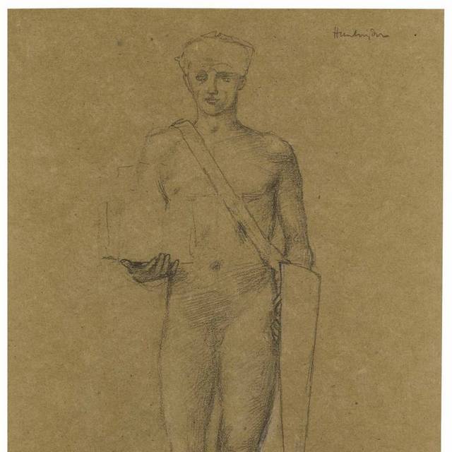 一个裸体男人素描装饰画