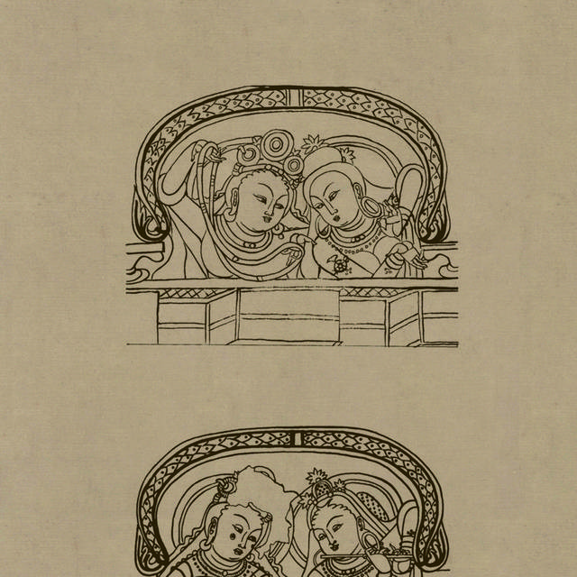 精美敦煌壁画线描装饰画