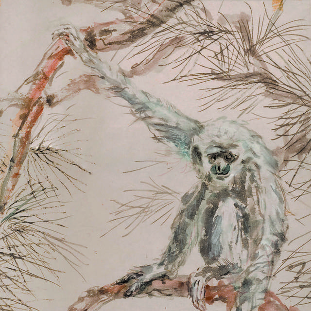 猴子松树中式装饰画