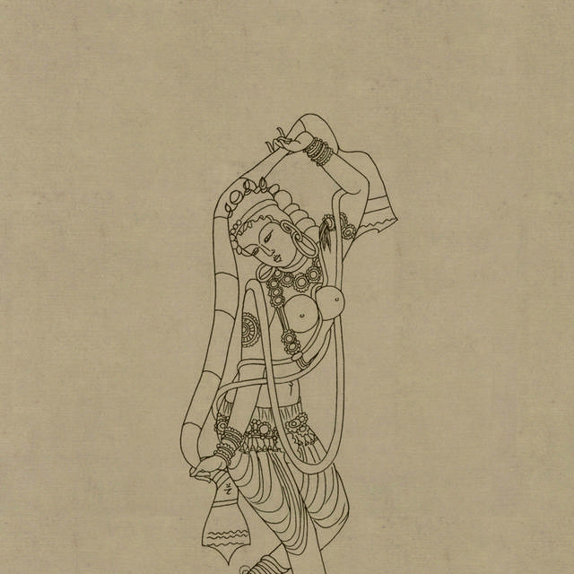 简约敦煌壁画线描装饰画4