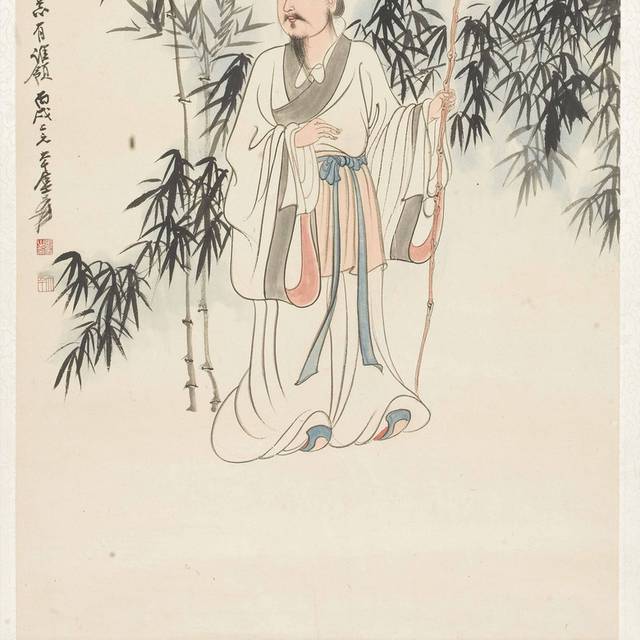 竹子人物中式装饰画