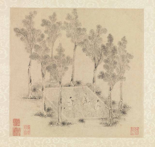 树木人物中式装饰画