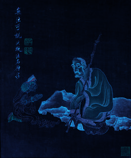 1 幅描绘2 名佛教僧侣的画作。日内瓦艺术家- MOINAT