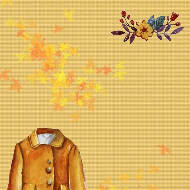 秋季外套树叶手绘素材