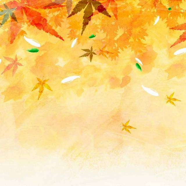 落叶简约手绘秋季素材