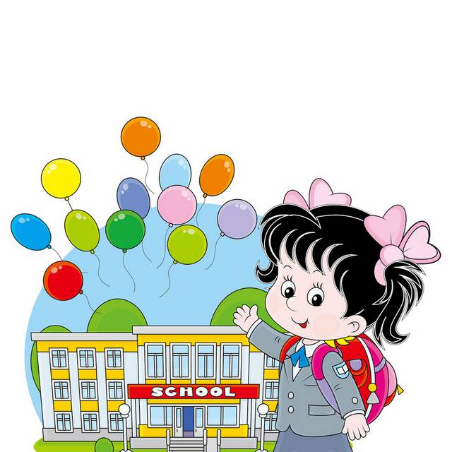 卡通黑发小孩学校气球