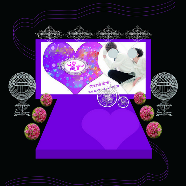 紫色舞台婚礼背景