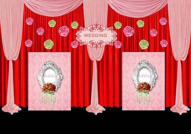 红粉花卉婚礼背景