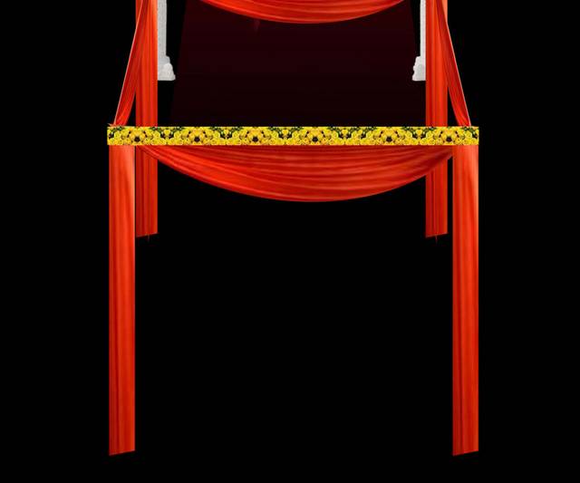 红色中式复古婚礼舞台背景