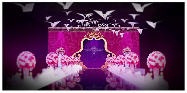 紫粉纸飞机婚礼背景