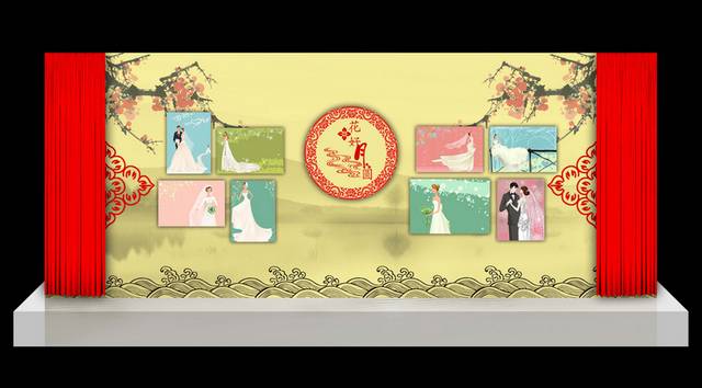 中式花好月圆婚礼背景