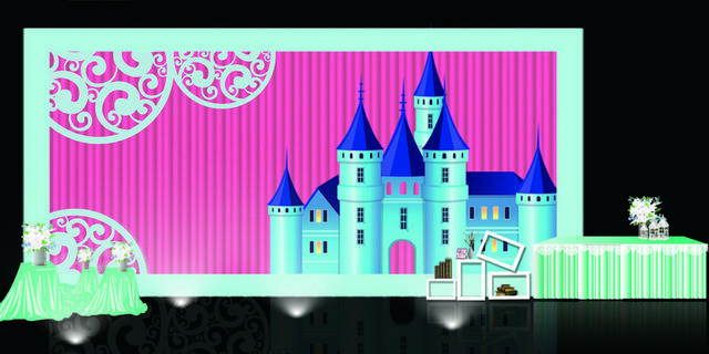 粉蓝城堡婚礼背景