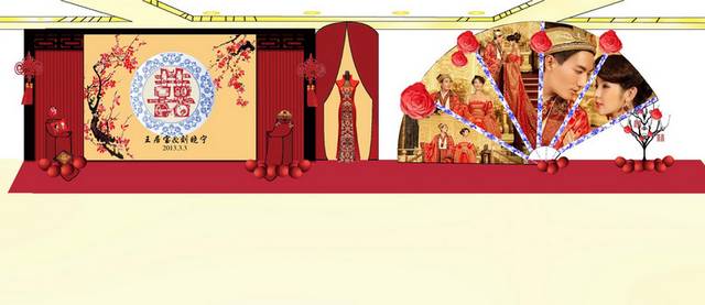 大红中式婚礼背景