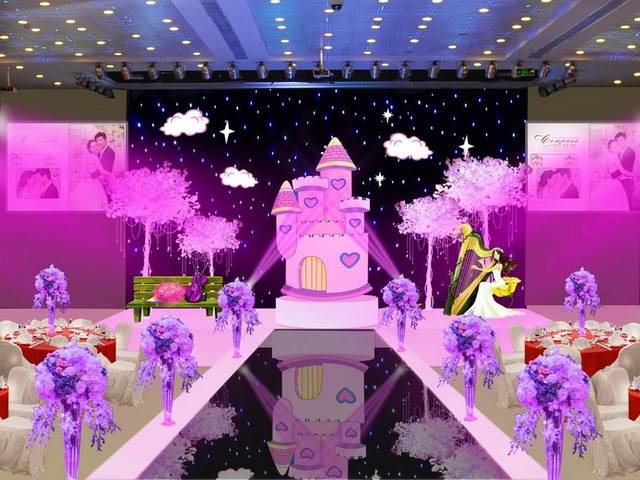 梦幻城堡粉色婚礼背景