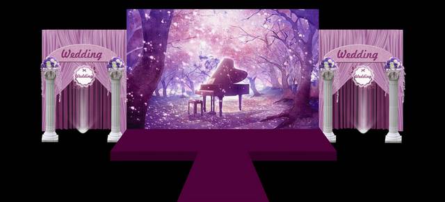 粉色梦幻钢琴婚礼背景