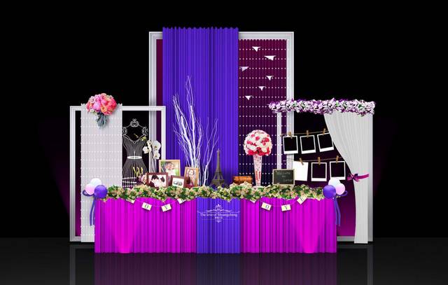 紫粉创意婚礼背景