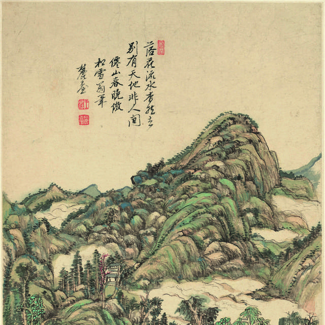 中式古典水墨山水装饰画背景