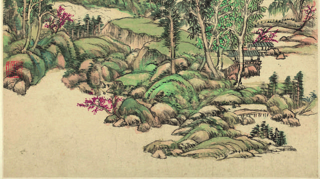 中式古典水墨山水装饰画背景