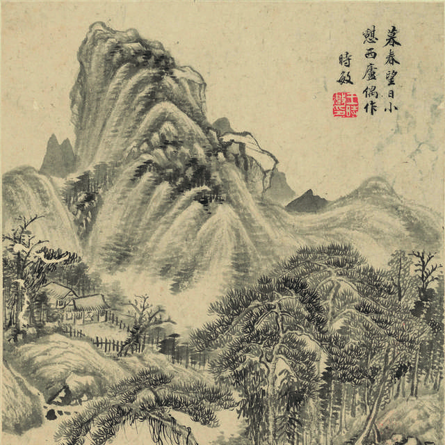 中式古典水墨画山水画