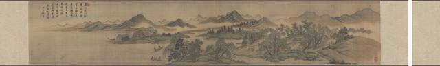 中式名画山水图背景