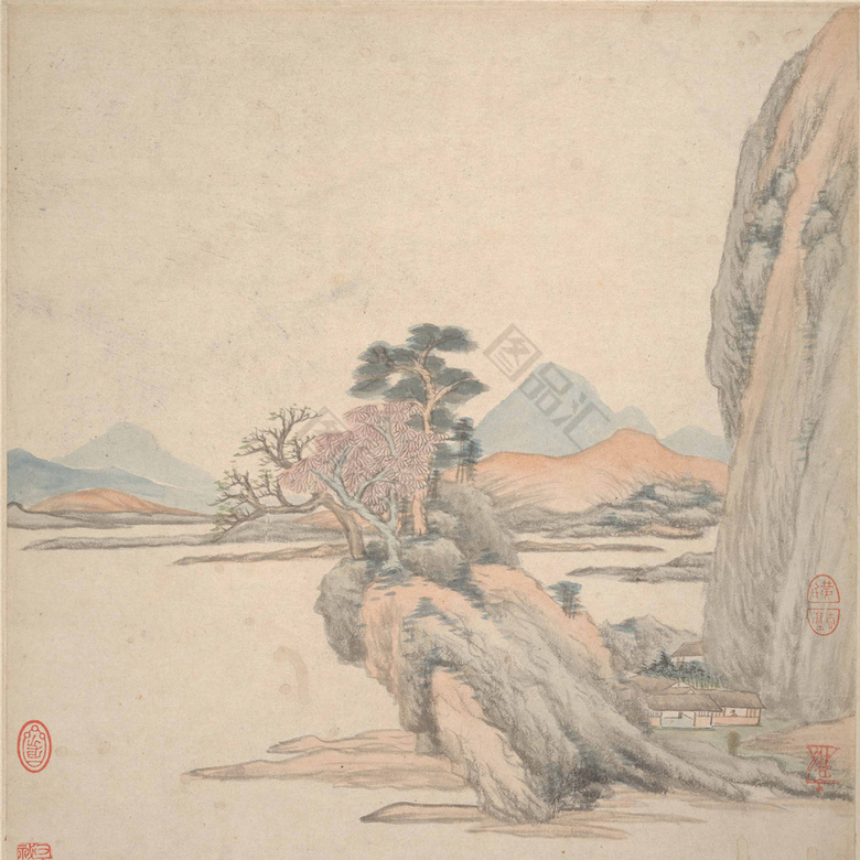 3枚セット 台湾名画 水彩画 水墨画 中国絵画 額縁付 中華料理屋 長庚作 ...