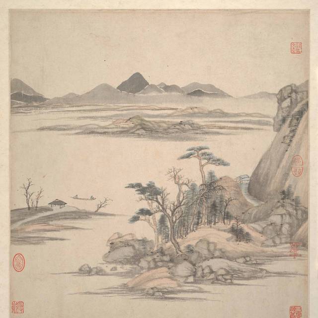 中式古典水墨山水画