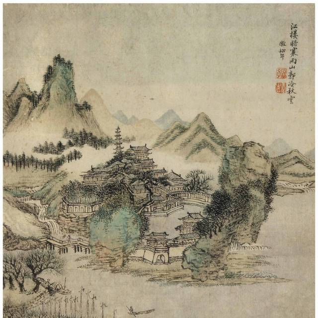 中式水墨名画山水图