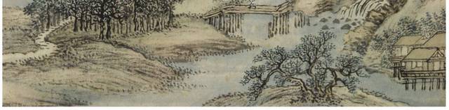 中式名家名画山水图背景