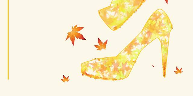 树叶鞋子秋季素材