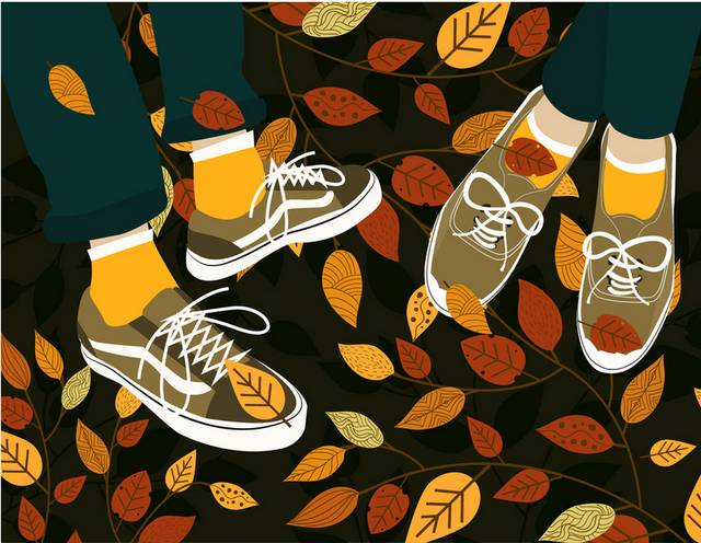 落叶鞋子秋季素材