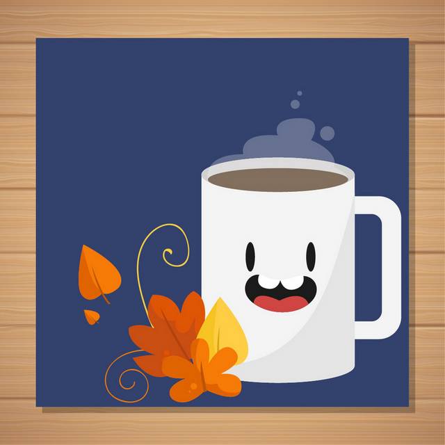 咖啡落叶秋季素材