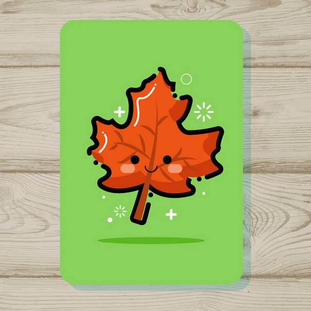 红色卡通树叶简约秋季素材